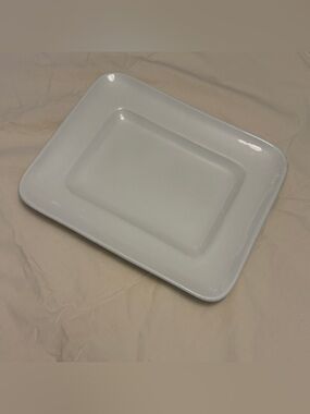 Horchow White Ceramic Serving Platter with Imprinted Stamp Made in Italy